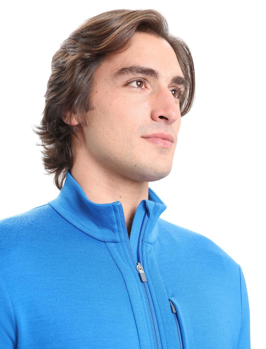 Men's Icebreaker Merino Quantum III Long Sleeve Zip Hoodie Lazurite | CA 1685XYUF